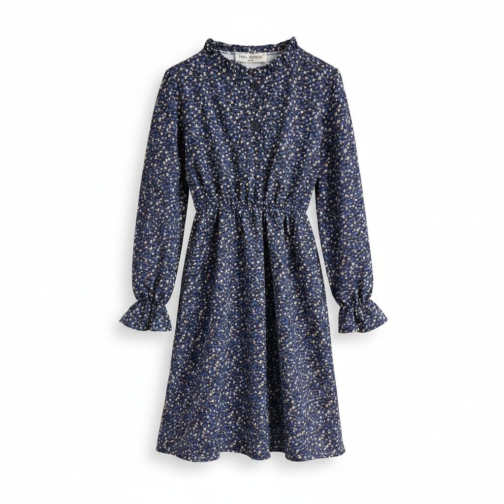  Robe fleurie bleu marine