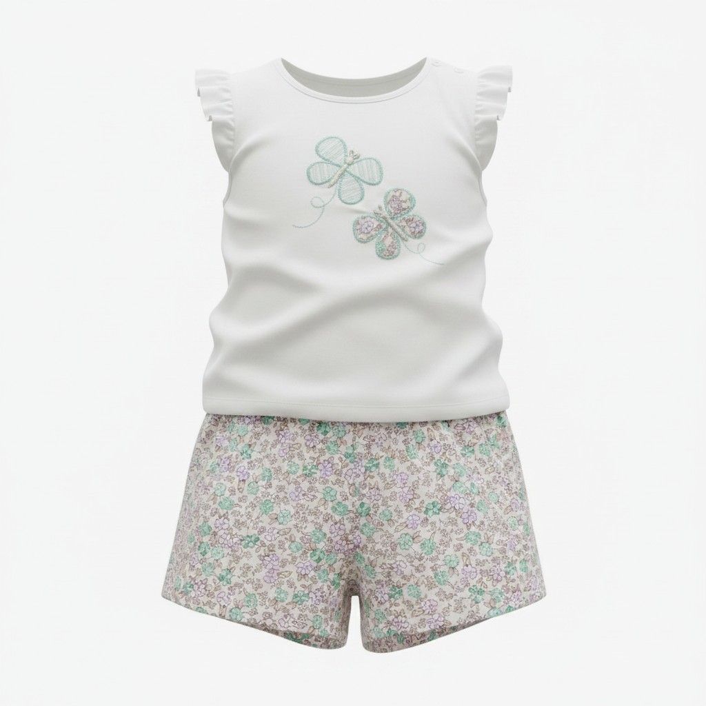 Ensemble short + t-shirt fleurie