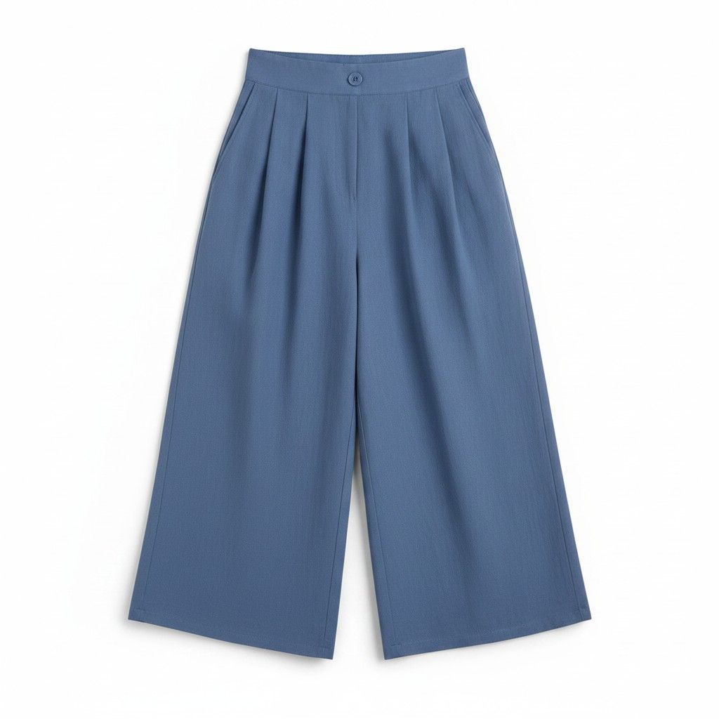 Pantalon fluide 3/4 bleu ciel