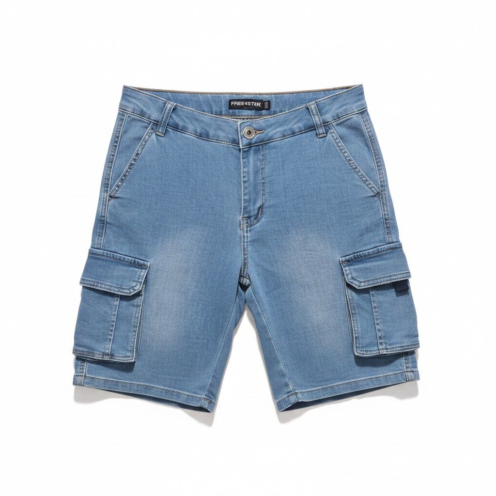  Short en jeans avec poche sur le côté 