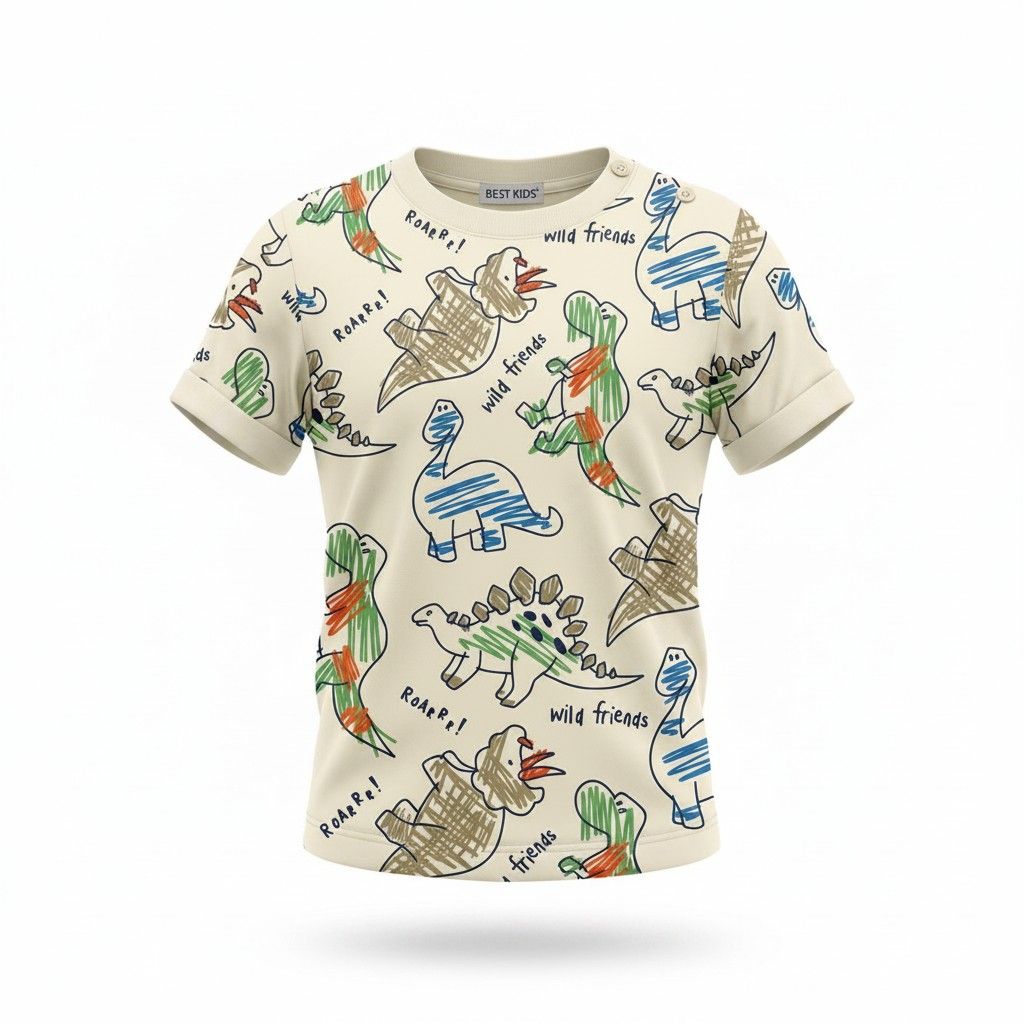 T-shirt dinosaures beige