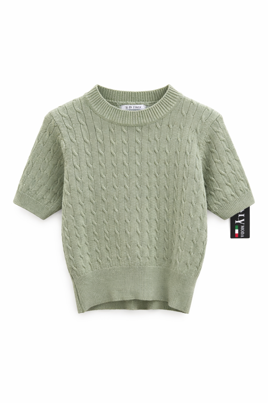 Pull en tricot vert sauge