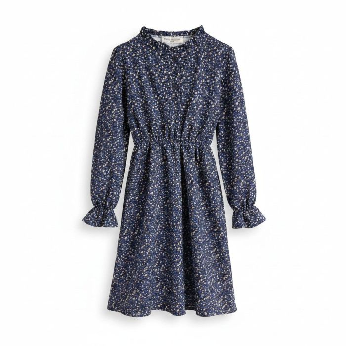  Robe fleurie bleu marine
