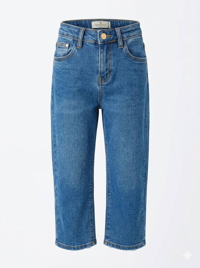 Jeans large avec petit cœur doré