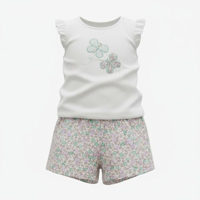 Ensemble short + t-shirt fleurie