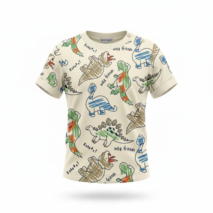 T-shirt dinosaures beige