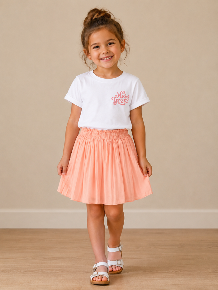 Jupe fluide uni rose clair