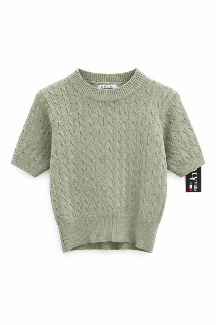 Pull en tricot vert sauge