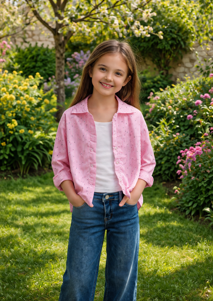 Chemise à strass rose